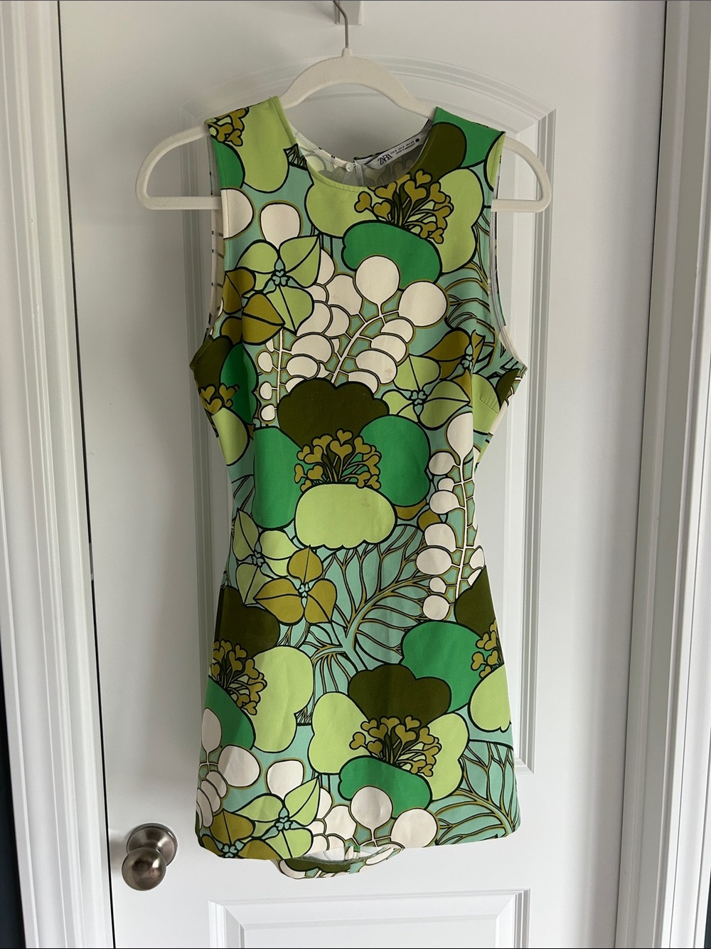 Zara Green Multi-Print Sleeveless Mini Dress